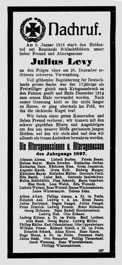 RhhB_Levy Jul Nachruf OI 2 Feb 1916